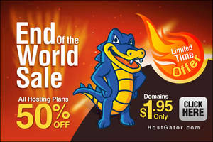 Featured image for (EXPIRED) HostGator Web Hosting 50% Off End of World Sale 21 – 22 Dec 2012