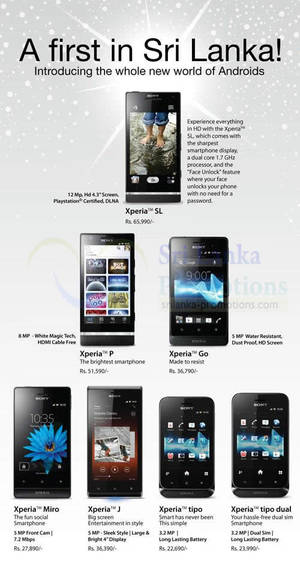 Featured image for Metropolitan Sony Xperia Smartphones Price List 17 Dec 2012
