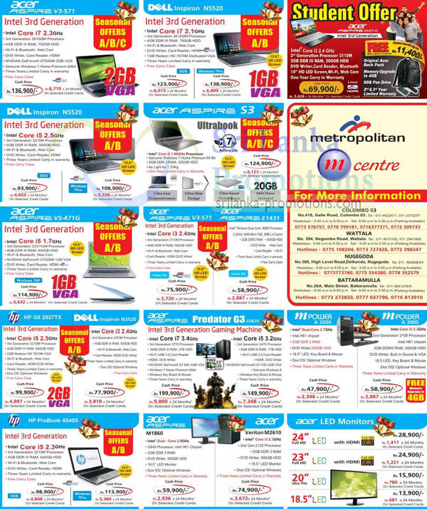 Featured image for Metropolitan Printers, Digital Cameras, Notebooks & Desktop PC Offers Price List 2 Dec 2012
