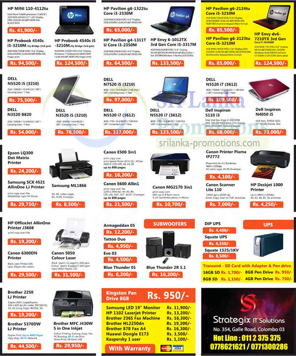 Featured image for Strategix IT Solutions Printers, Notebooks & Desktop PC System Offers 2 Dec 2012