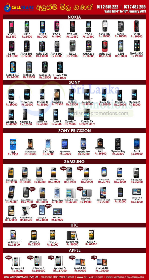 Featured image for Cellmart Smartphones & Mobile Phone Offers 9 Jan 2013