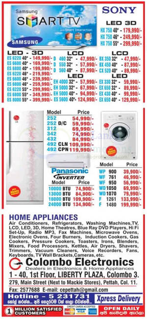 Featured image for Colombo Electronics TV, Fridge & Appliances Price Offers 6 Jan 2013