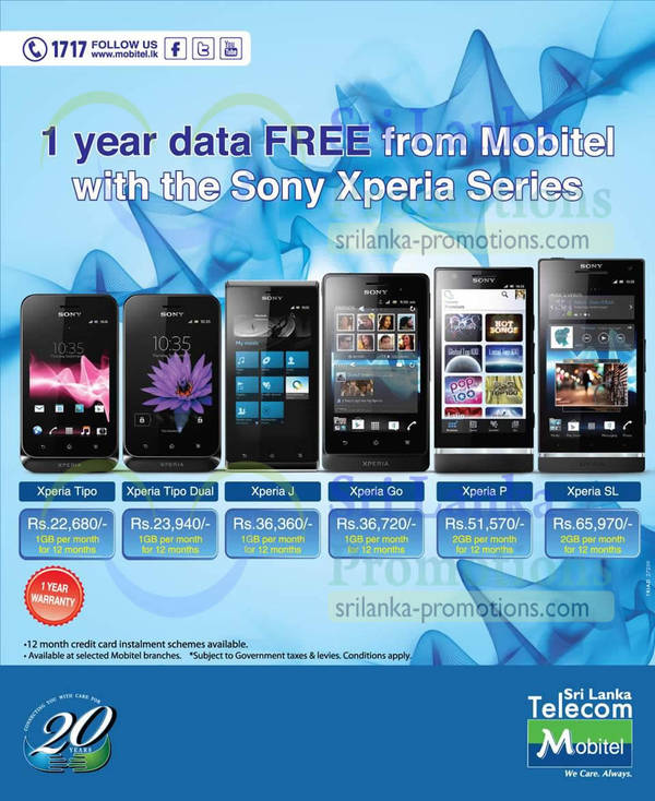 Featured image for Mobitel Sony Xperia Smartphone Offers (FREE 1 Year Data) 25 Jan 2013