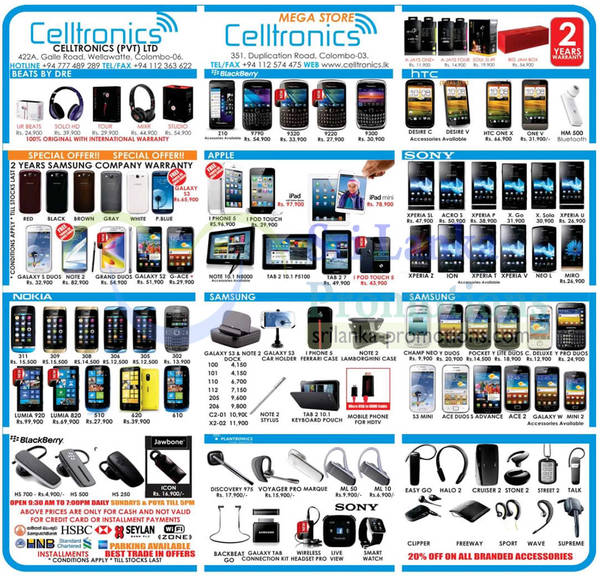 Featured image for Celltronics Smartphones & Mobile Phones Price List Offers 24 Mar 2013