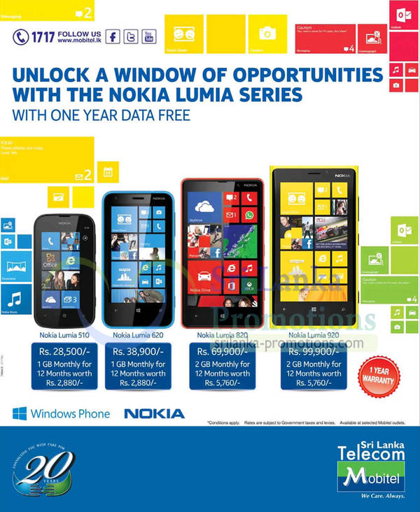 Featured image for Mobitel Nokia Lumia Smartphone Offers & Free One Year Data Offer 24 Mar 2013