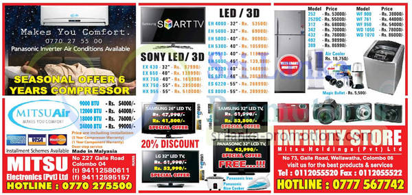 Featured image for Infinity Store (Mitsu) Fridge, Washer & TV Offers 21 Apr 2013