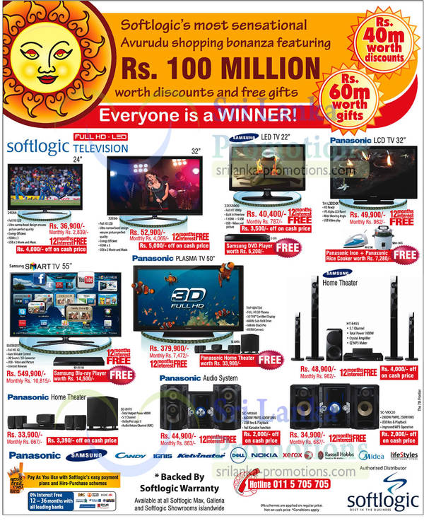 Featured image for Softlogic Samsung & Panasonic LCD/Plasma/LED TV & Home Theatre Systems Offers 2 Apr 2013
