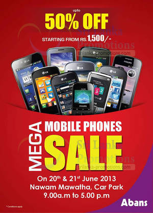 Featured image for (EXPIRED) Abans Mobile Phones SALE Up To 50% Off @ Nawam Mawatha 20 – 21 Jun 2013