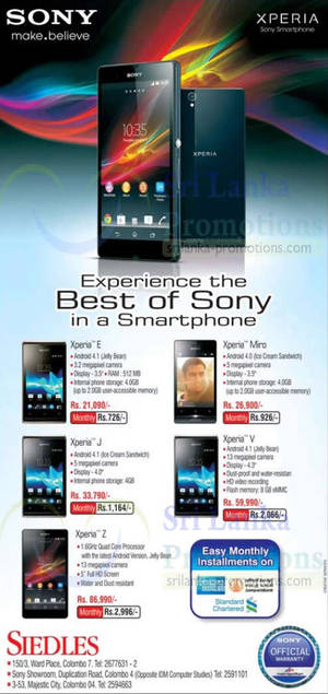 Featured image for Siedles Sony Xperia Smartphone Offers 14 Jun 2013