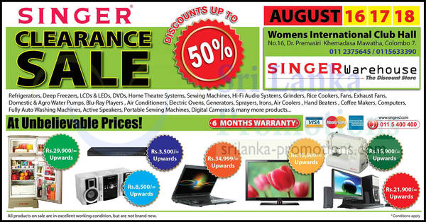 Featured image for Singer Warehouse Clearance SALE Up To 50% Off @ Women’s International Club 16 – 18 Aug 2013
