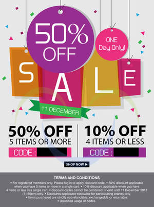 Featured image for (EXPIRED) FashionValet 50% OFF Storewide Coupon Code (NO Min Spend) 11 – 12 Dec 2013