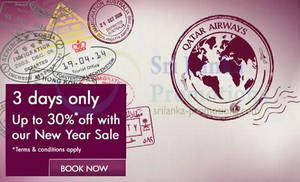 Featured image for (EXPIRED) Qatar Airways Up to 30% OFF Air Fares Promo 21 – 23 Jan 2014