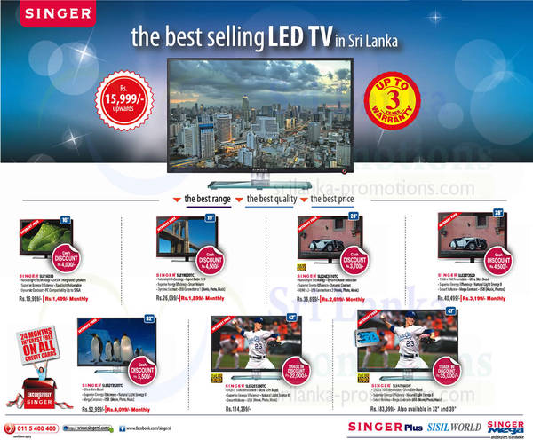 Featured image for Singer LED TV Offers Price List 1 Jan 2014