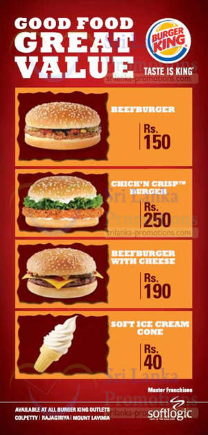 Featured image for Burger King Sri Lanka Great Value Food 9 Mar 2014