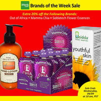 Featured image for (EXPIRED) iHerb 20% OFF Out of Africa, Mamma Chia & Siddatech Flower Essences 4 – 9 Apr 2014