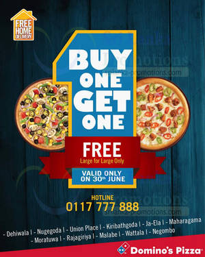 Featured image for (EXPIRED) Domino’s Pizza Buy 1 Get 1 FREE One Day Promo 30 Jun 2014