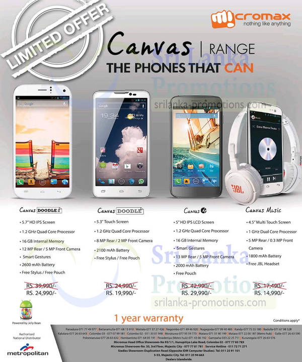 Featured image for Micromax Smartphones Canvas Range Smartphone Offers 29 Jun 2014