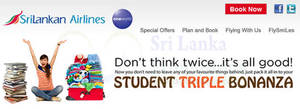 Featured image for (EXPIRED) SriLankan Airlines Student Triple Bonanza 3 May – 31 Oct 2014