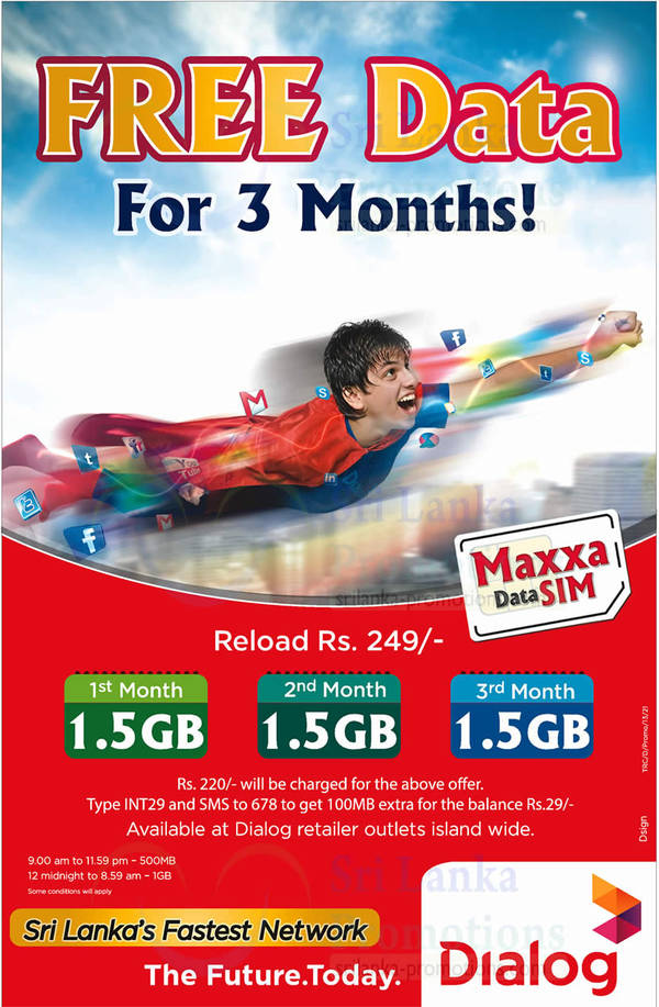 Featured image for Dialog Maxxa Data SIM Reload Rs 249 & Get 1.5GB 3-Mth Data 5 Oct 2014