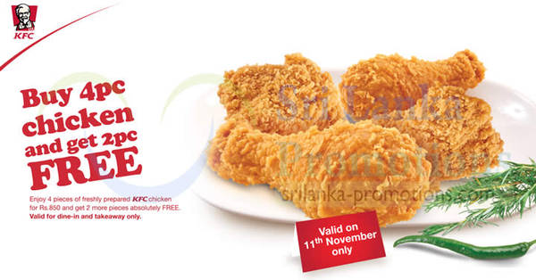 Featured image for (EXPIRED) KFC Buy 4 Get 2 FREE 1-Day Promo 11 Nov 2014
