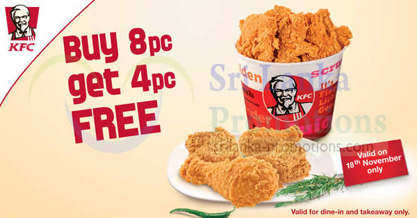 Featured image for (EXPIRED) KFC Buy 8pcs & Get 4pcs FREE 1-Day Promo 18 Nov 2014