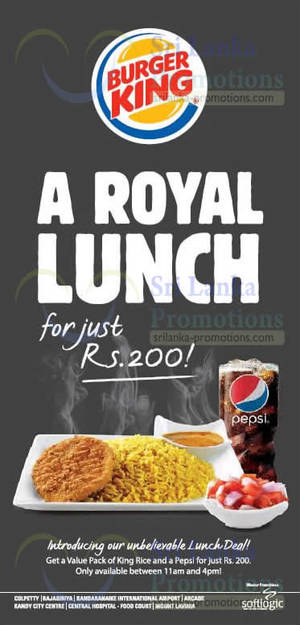 Featured image for Burger King Rs 200 Royal Lunch 1 Apr 2015