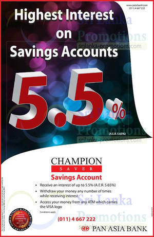 Featured image for Pan Asia Bank 5.5% p.a. Champion Saver Savings Account 18 May 2015