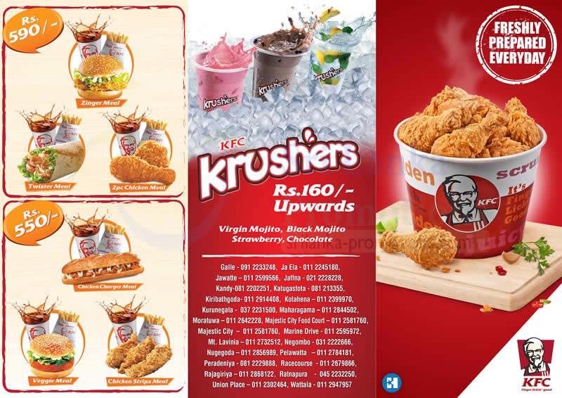 KFC Sri Lanka Outlets, Combo Meals » KFC Menu Prices From 25 Oct 2015