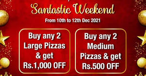 Featured image for Pizza Hut Sri Lanka: Buy any 2 Large Pizzas and get Rs. 1000 OFF till 12 Dec 2021