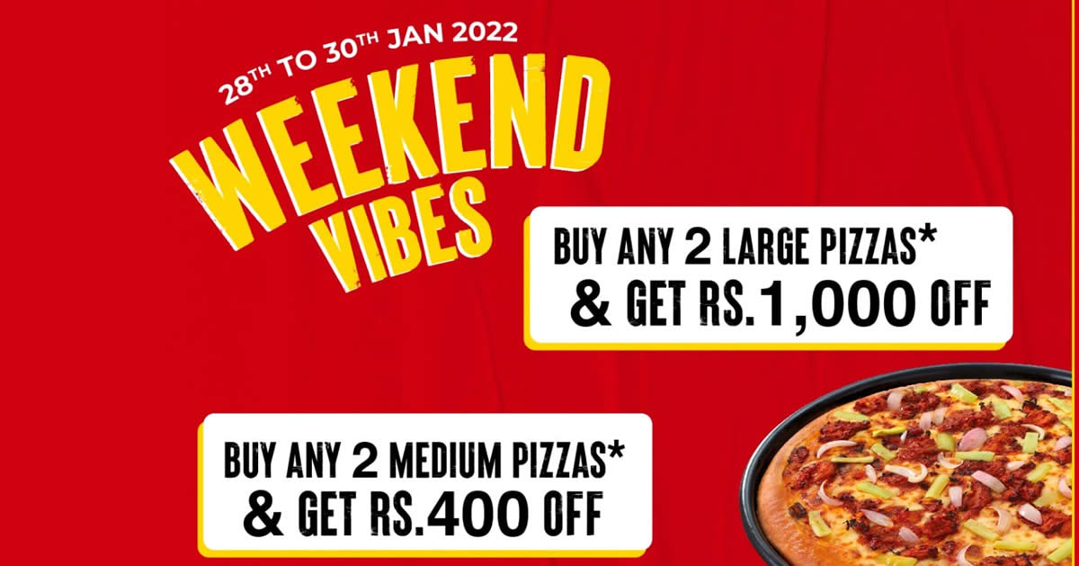 Featured image for Pizza Hut: Buy any 2 Medium / Large Pizzas and get up to Rs. 1000 off till 30 Jan 2022