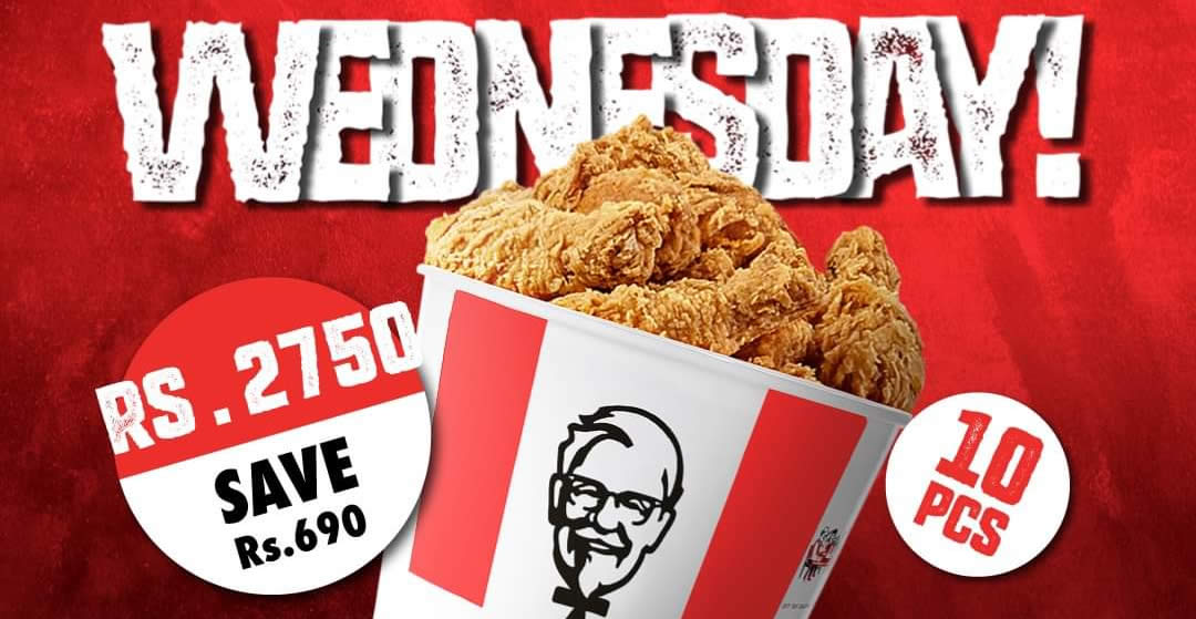 Featured image for KFC is offering 10pcs chicken for only Rs. 2,750 on Wednesdays (From 4 May 2022)