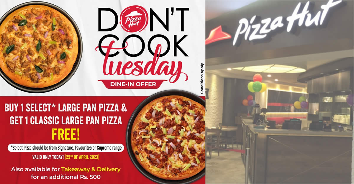 Featured image for Pizza Hut Sri Lanka Buy 1 Select Large Pan Pizza & Get 1 Classic Large Pan Pizza FREE on 25 April 2023