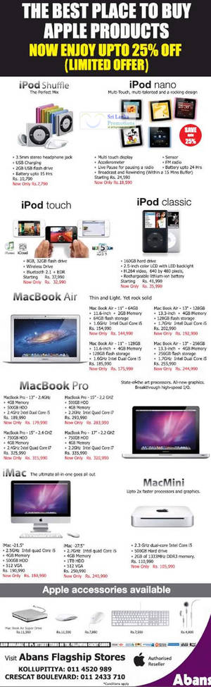 Featured image for Apple Products Up To 25% Off Abans Promotion Offers 16 Jun 2012