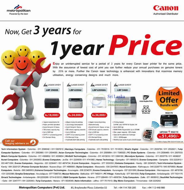 Featured image for Canon Laser Printers Metropolitan Computers Price List 12 Jun 2012