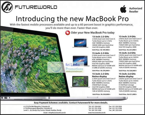 Featured image for Futureworld Apple MacBooks Notebook Offers 25 Jun 2012