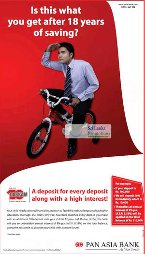 Featured image for Pan Asia Bank Extra 10% Deposit For Every Deposit For Children Accounts 10 Jun 2012