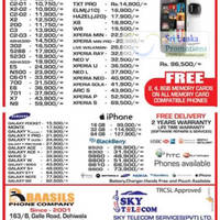 Featured image for Baasils Phone Company & Sky Telecom Mobile Smartphones Price List Offers 29 Jul 2012