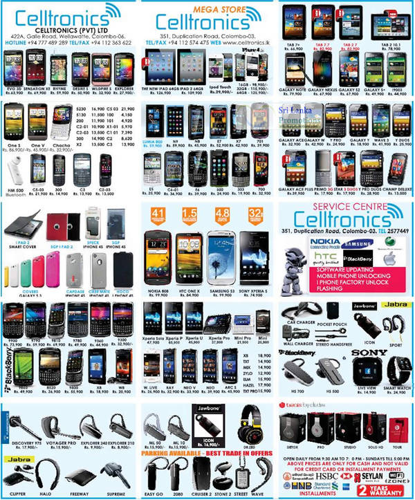 Featured image for Celltronics Smartphones & Mobile Phones Price List Offers 8 Jul 2012