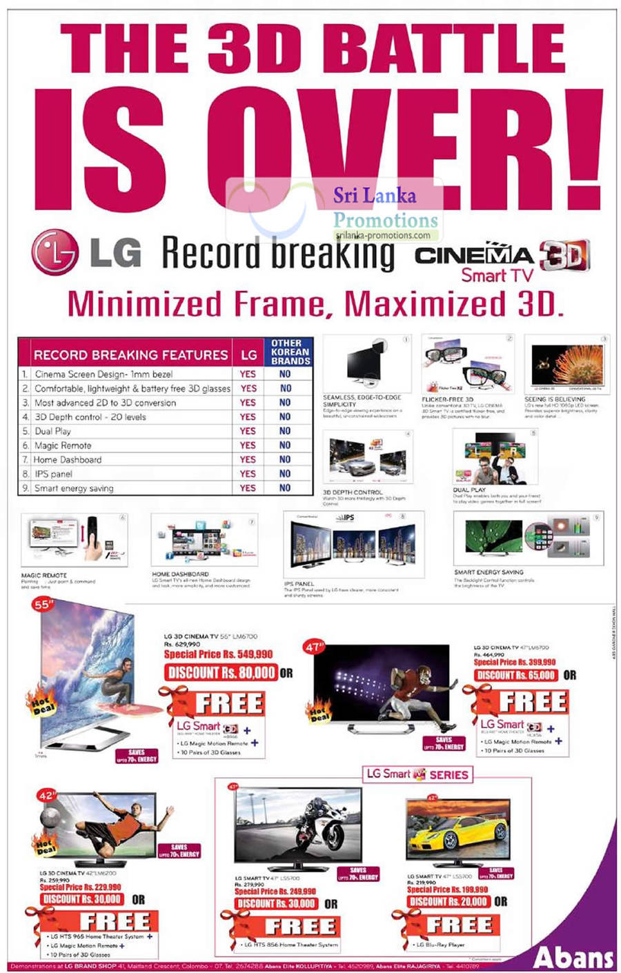 LG 3D TV 47LM6700, 55LM6700, 42LM6200, 47LS5700