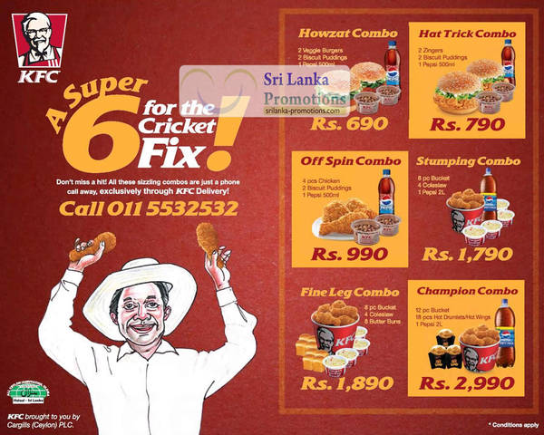 Featured image for (EXPIRED) KFC Sri Lanka Cricket Delivery Offers 19 Sep – 7 Oct 2012