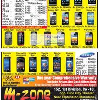 Featured image for M-Zone Smartphones & Mobile Phones Price List Offers 2 Sep 2012