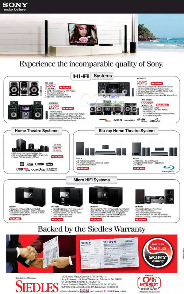 Featured image for Sony HiFi Systems, Home Theatre Systems & Micro Hifi System Siedles Offers 16 Sep 2012