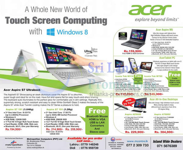 Featured image for Acer Windows 8 Systems, Notebooks & Tablet Offers 30 Oct 2012