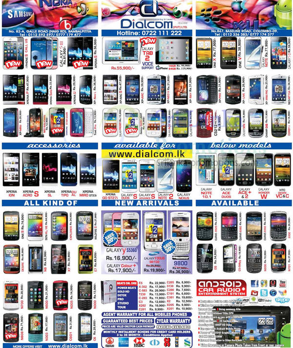 Featured image for Dialcom Smartphones & Mobile Phones Price List Offers 21 Oct 2012