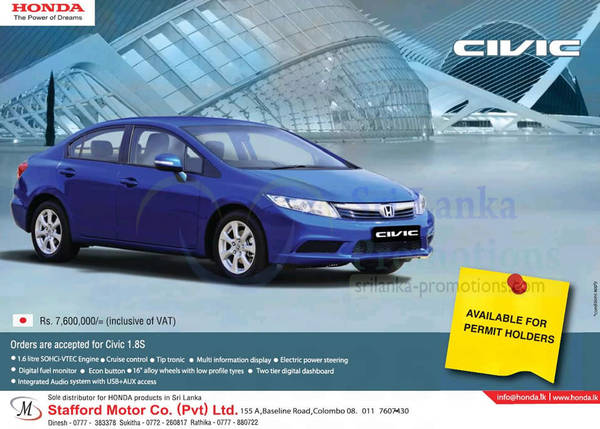Featured image for Honda Civic 1.8S Car Features & Price 28 Oct 2012