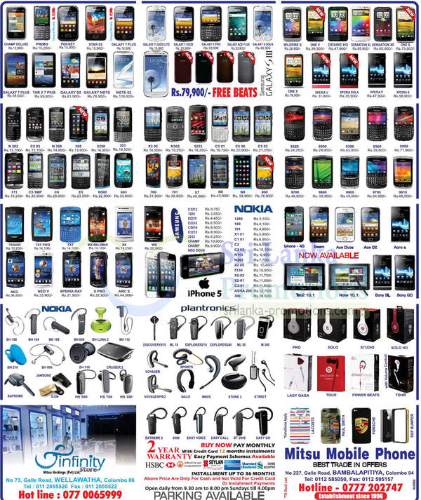 Featured image for Infinity Store (Mitsu) Smartphones & Mobile Phones Price List Offers 14 Oct 2012