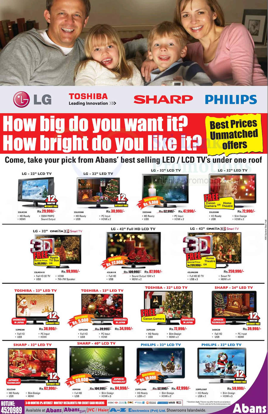 LED TVs LG, Sharp, Toshiba, Philips