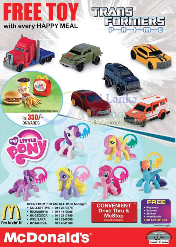 Featured image for McDonald’s Sri Lanka FREE Transformers Prime / My Little Pony Toy With Every Happy Meal 4 Nov 2012