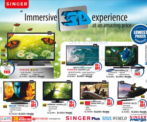 Featured image for Singer 3D LED TV Offers Price List 10 Jan 2013