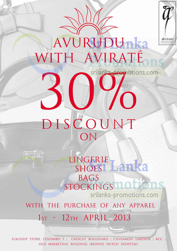 Featured image for Avirate 30% Off On Selected Items Promo 1 – 12 Apr 2013